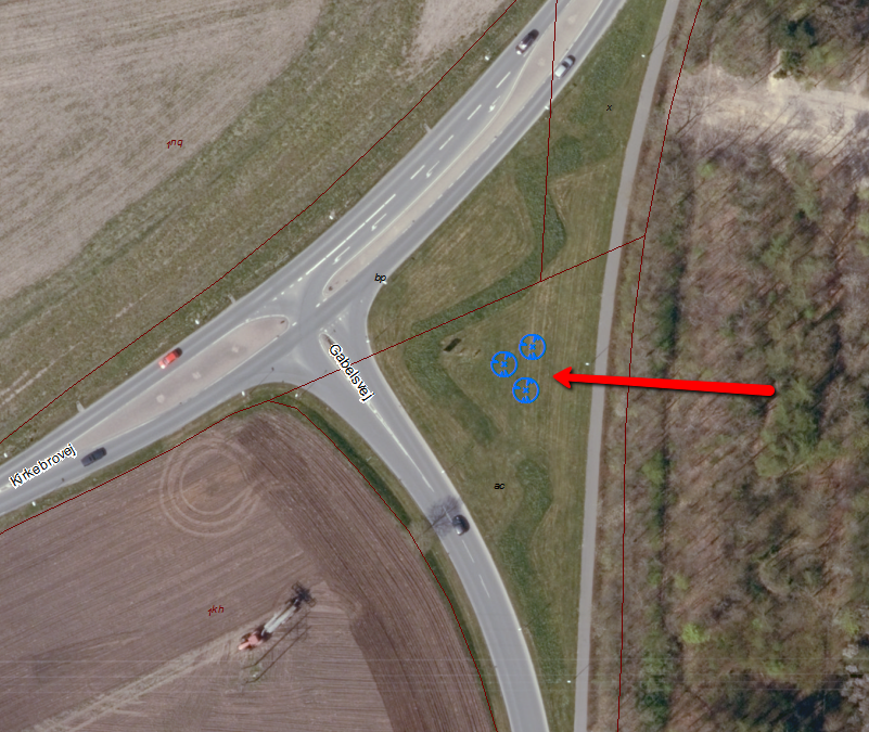 Beplantning på hjørnet af Kirkebrovej/Gabelsvej